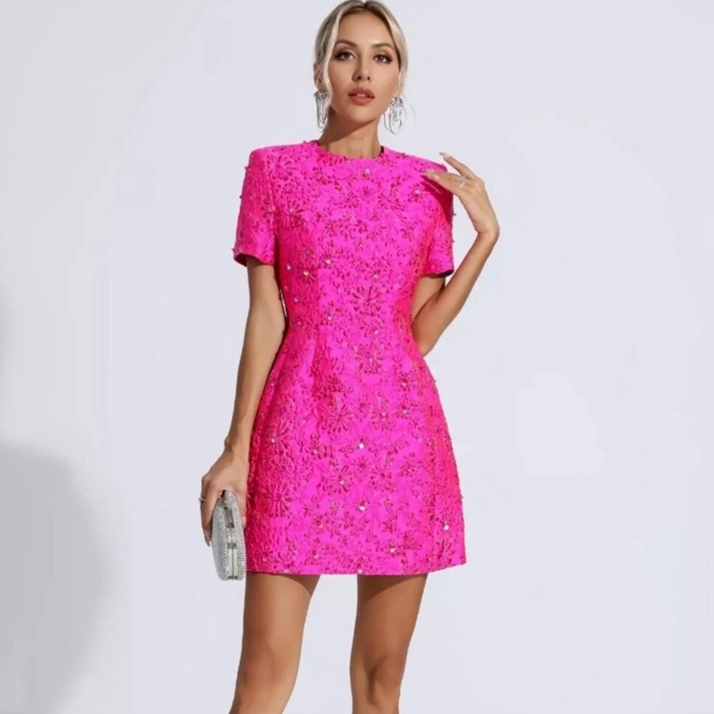 💕Belle of the Ball💕Elegant Pink Floral Garden Party Dress/Kentucky Derby - Picture 7 of 7